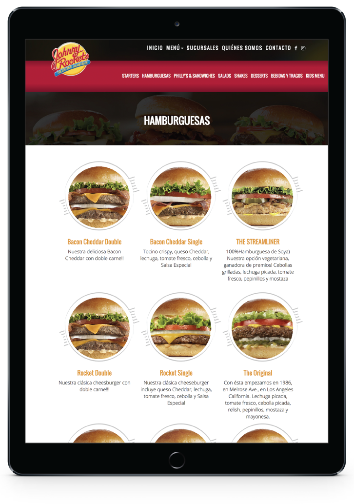 johnny rockets diseño responsive